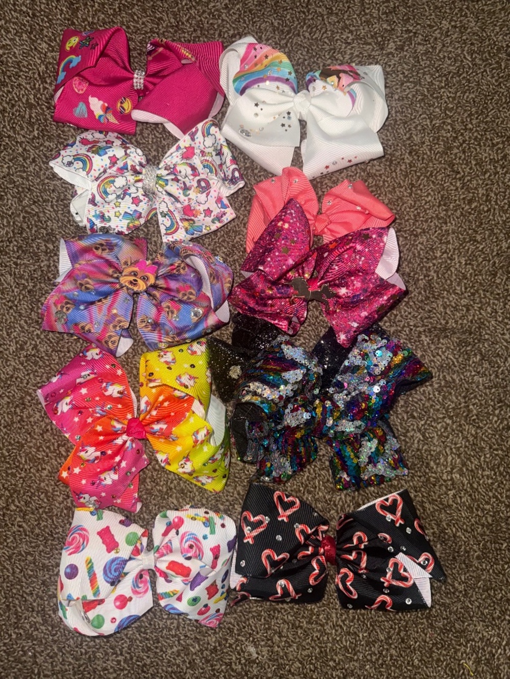 JoJo Siwa Hair Bow Bundle – 10 Large Cheer Bows (Unicorn, Rainbow, Sequin, Heart